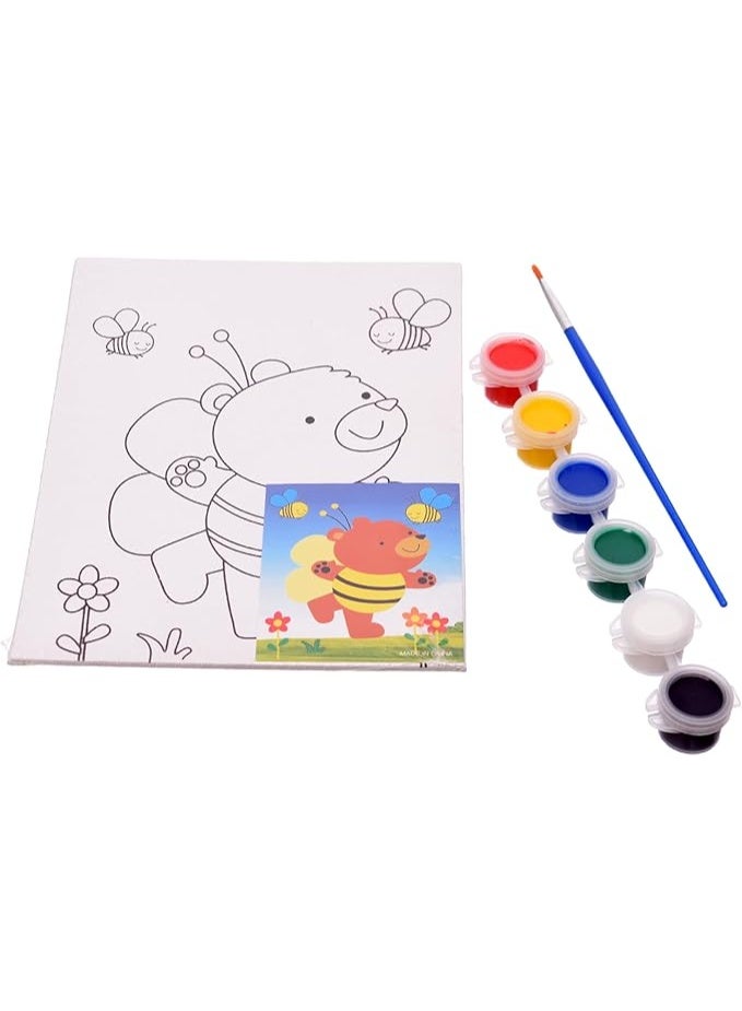 Keep Smiling 1318 Diy High Quality Canvas Panel With Paint Brush & 6 Water Colors For kids - Multi Color - Image 1